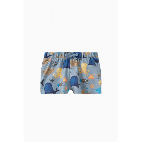 Name It - Printed Shorts in Cotton Blue