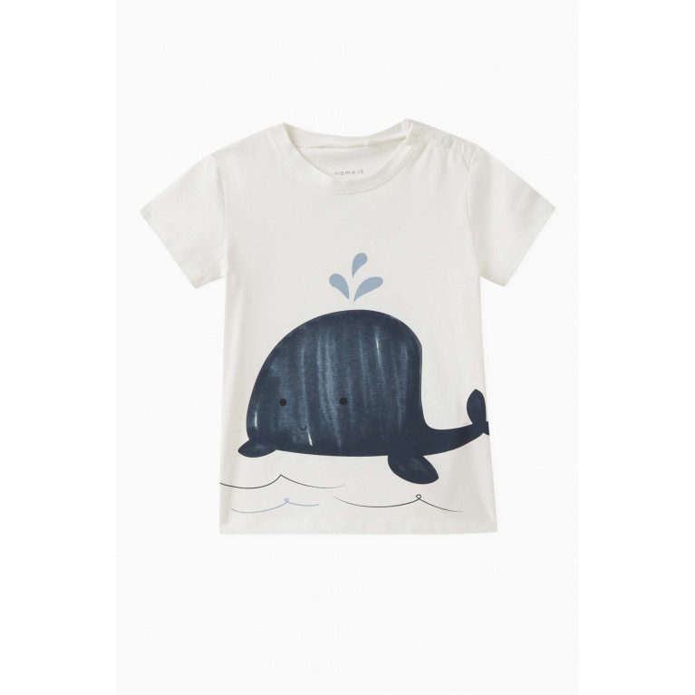 Name It - Whale-print T-shirt in Cotton White