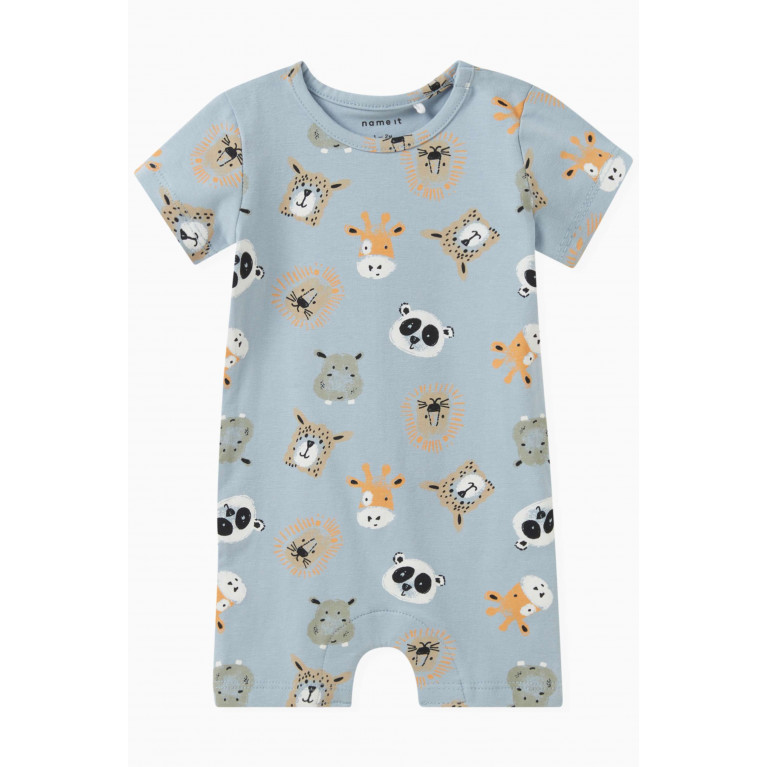 Name It - Animal Print Romper in Stretch Organic Cotton Jersey