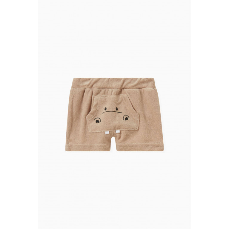 Name It - Hippopotamus-detail Shorts in Cotton-blend Neutral