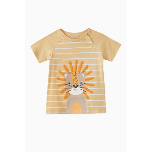 Name It - Lion-embroidered T-shirt in Cotton Multicolour