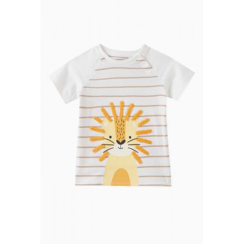 Name It - Lion-embroidered T-shirt in Cotton White