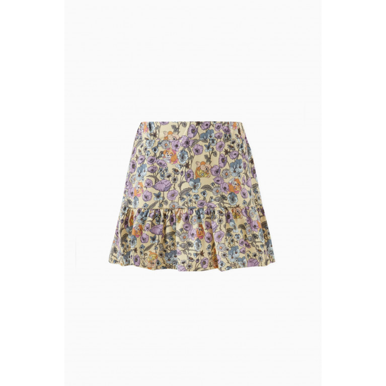 Name It - Floral-print Tiered Skirt in Cotton Neutral