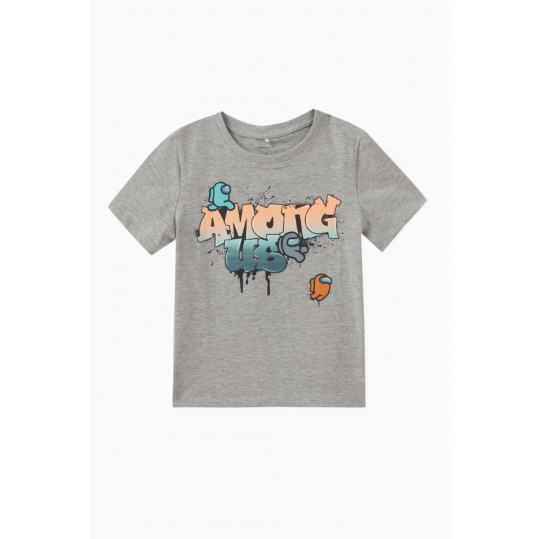 Name It - Graphic-print T-shirt in Cotton Grey