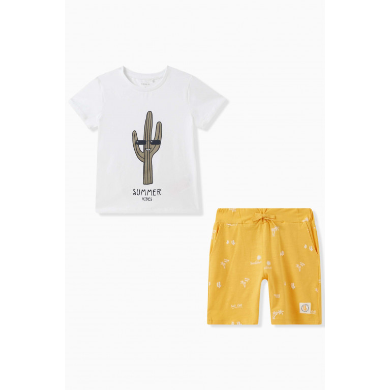 Name It - Cactus-print T-shirt & Shorts Set in Cotton