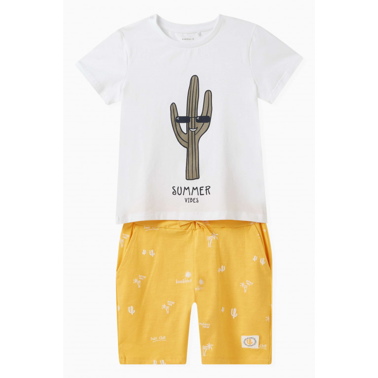 Name It - Cactus-print T-shirt & Shorts Set in Cotton