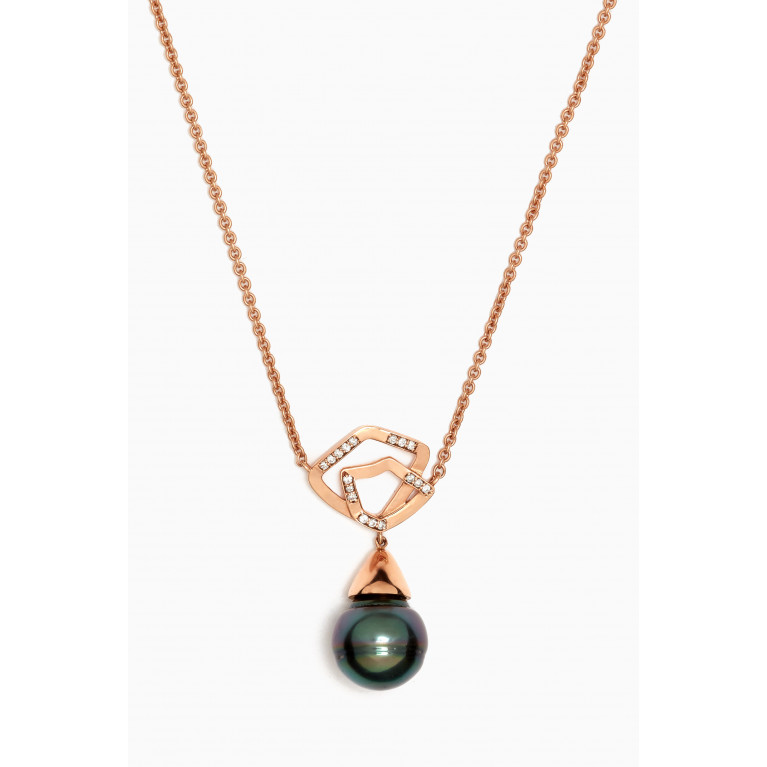 Robert Wan - Contour Pearl & Diamond Pendant Necklace in 18kt Rose Gold
