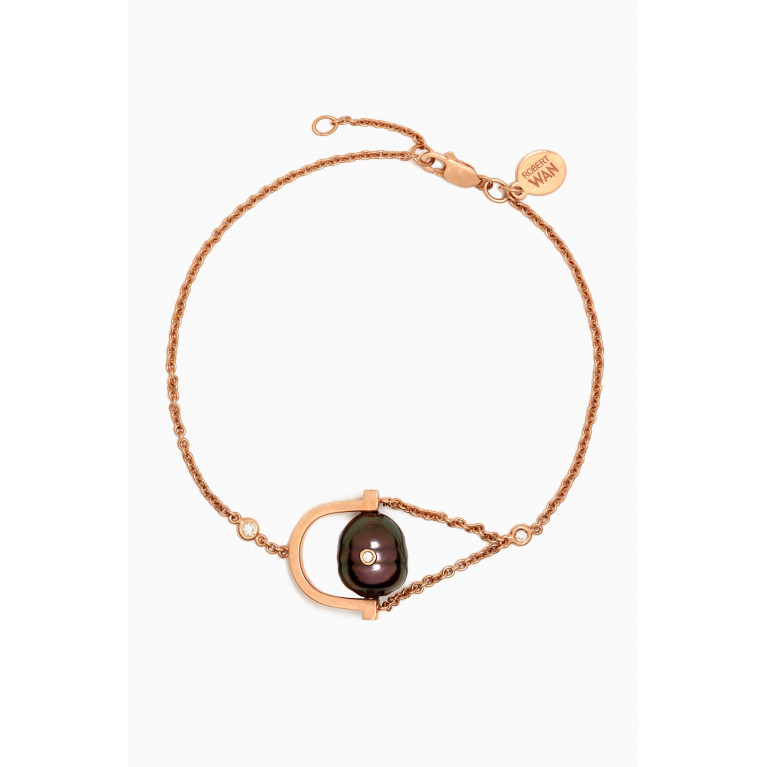 Robert Wan - Entrelace Pearl & Diamond Bracelet in 18kt Rose Gold