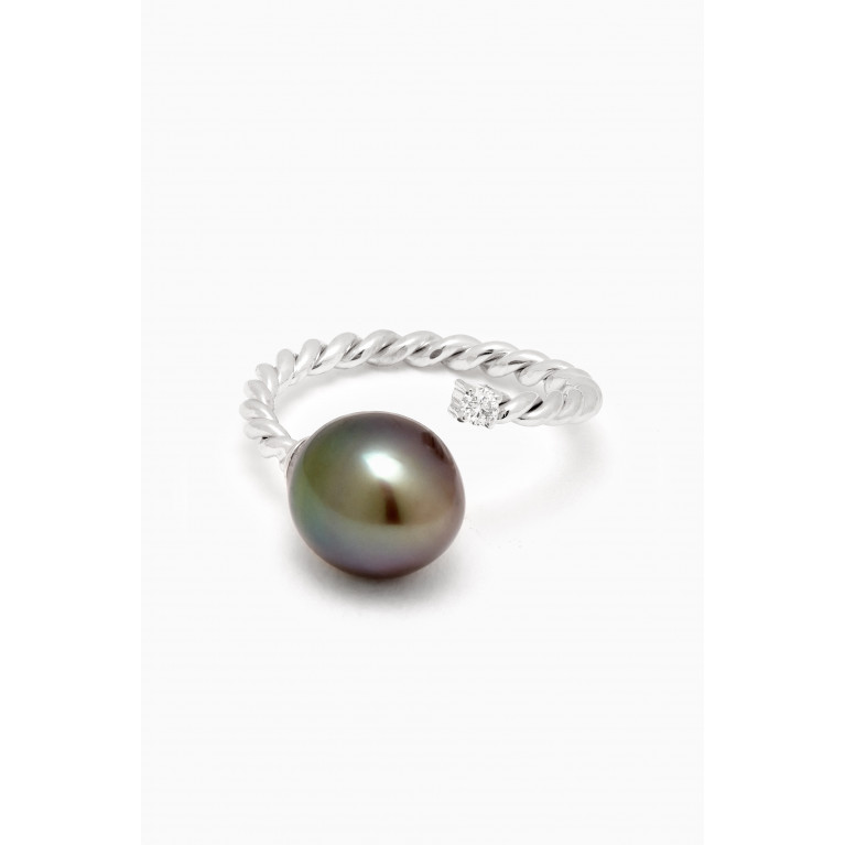 Robert Wan - Akila Pearl & Diamond Ring in 18kt White Gold
