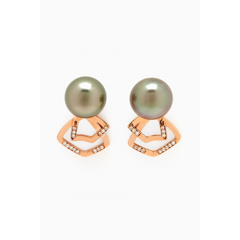 Robert Wan - Pinctada Pearl & Diamond Earrings in 18kt Rose Gold