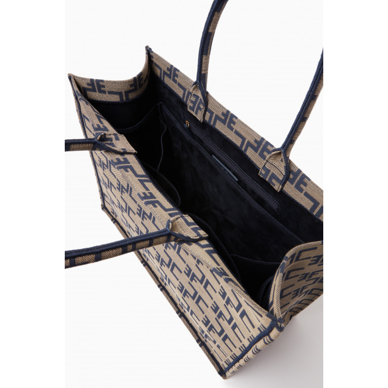 Elisabetta Franchi - Large Monogram Tote Bag in Jacquard Brown