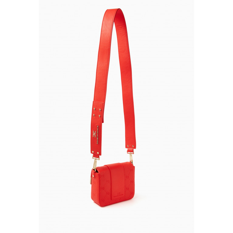 Elisabetta Franchi - Mini Monogram Dual Strap Crossbody Bag in Faux Leather