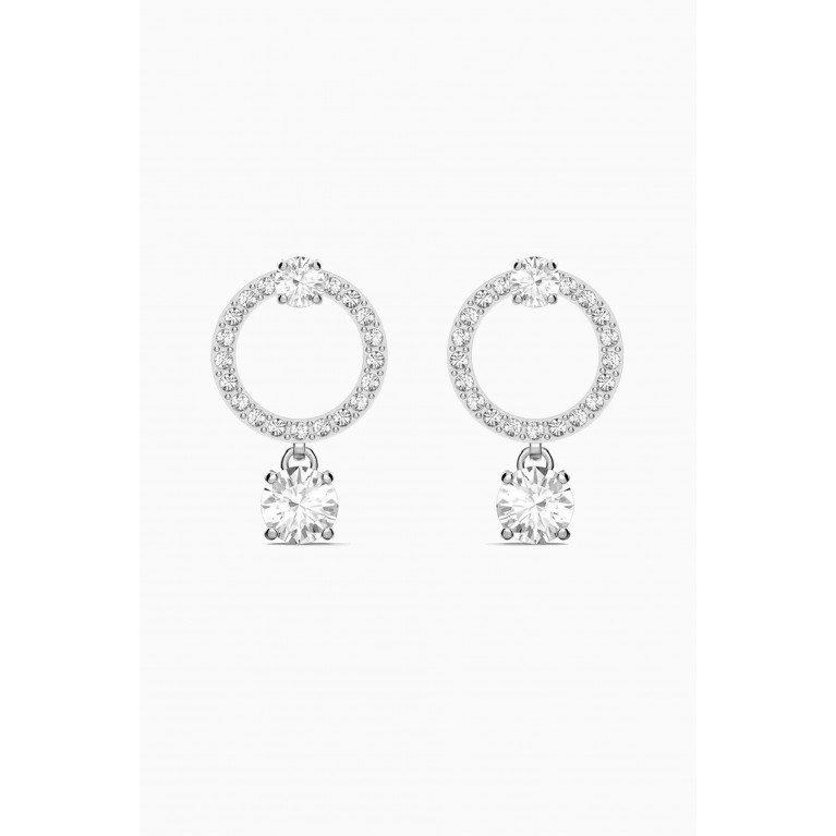Swarovski - Attract Circle Pierced Earrings in Rhodium-plated Metal