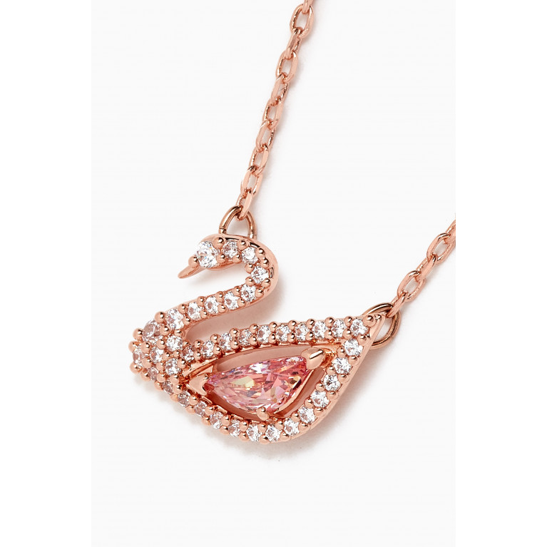 Swarovski - Dazzling Swan Necklace in Rose-gold Plated Metal