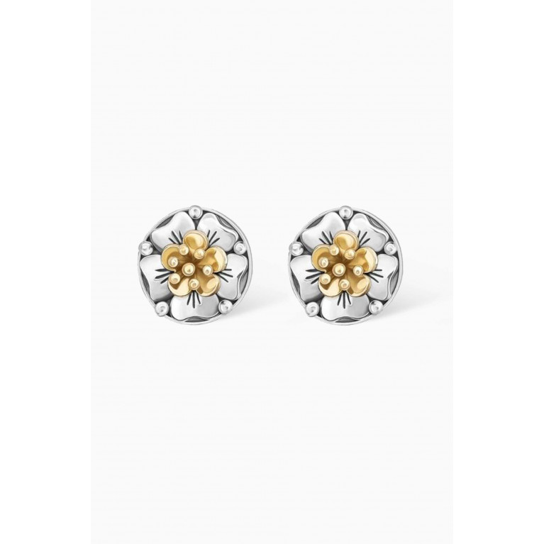 Azza Fahmy - Floral Stud Earrings in 18kt Yellow Gold and Sterling Silver