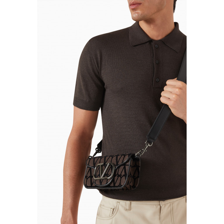 Valentino - Valentino Garavani Mini Loco Flap-over Shoulder Bag in Cotton blend