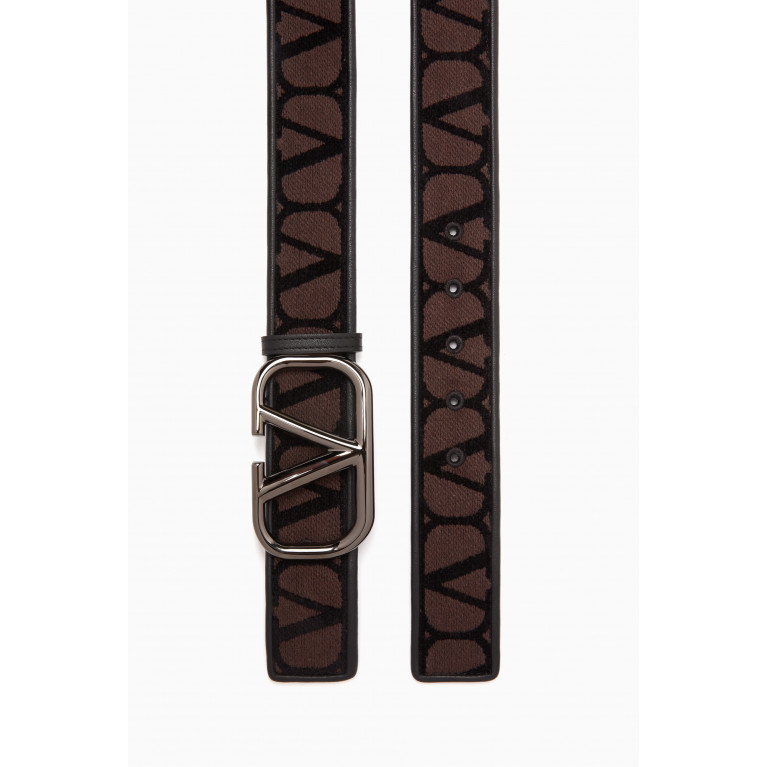 Valentino - Valentino Garavani VLOGO Toile Iconegraph Belt in Canvas and Leather