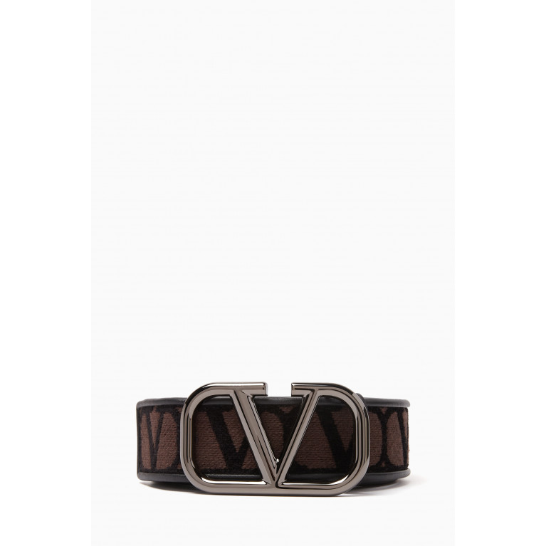 Valentino - Valentino Garavani VLOGO Toile Iconegraph Belt in Canvas and Leather