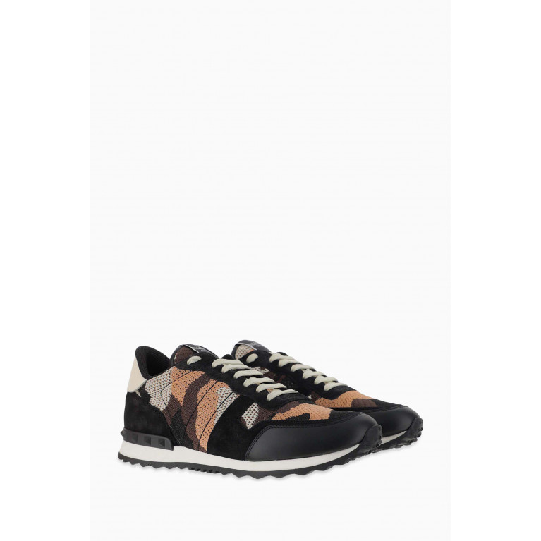 Valentino - Valentino Camouflage Rockrunner Sneakers in Leather & Mesh