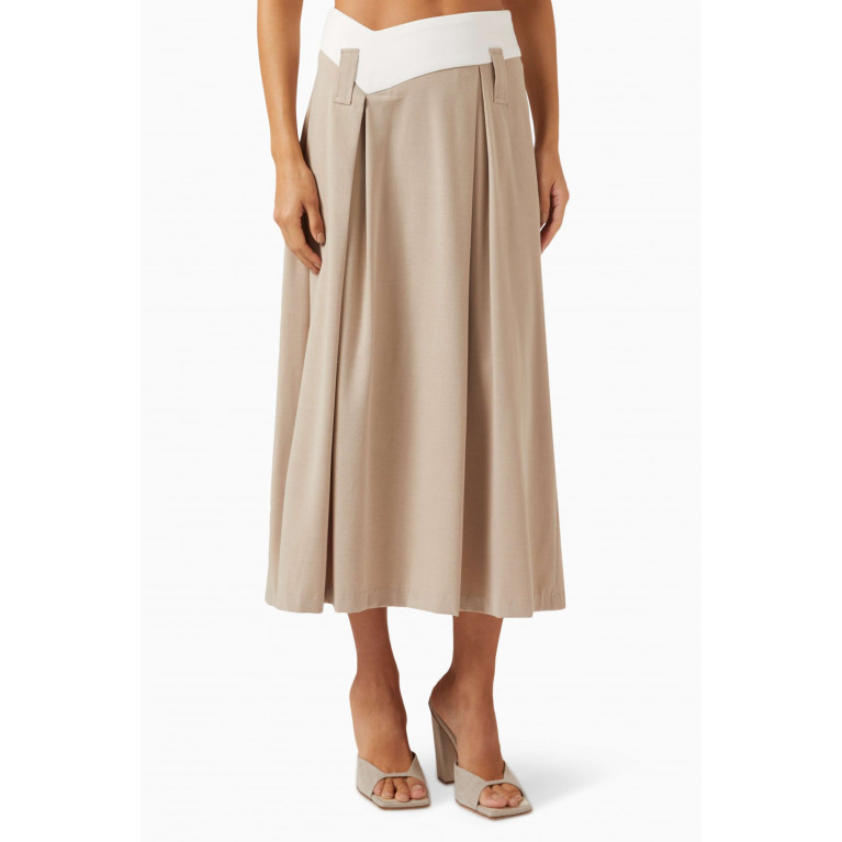 Aaizel - Angled Waist Midi Skirt