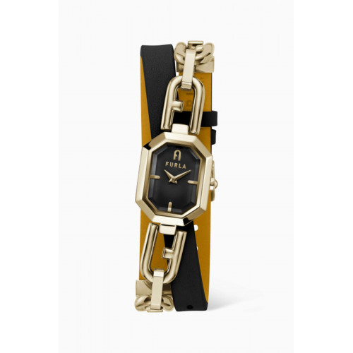 Furla - Octagonal Quartz Stainless Steel & Leather Watch, 20 x 25.6mm