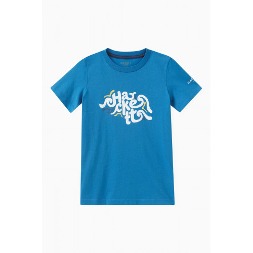 Hackett London - Wave Logo Print T-shirt in Cotton Blue