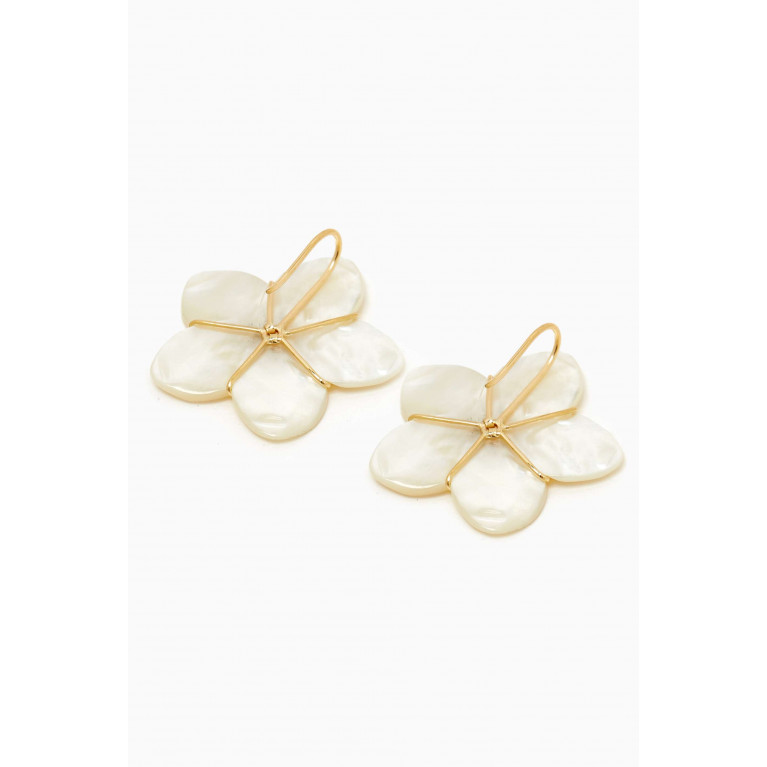 Bil Arabi - 'S' Letter Mother-of-Pearl Earrings in 18kt Gold