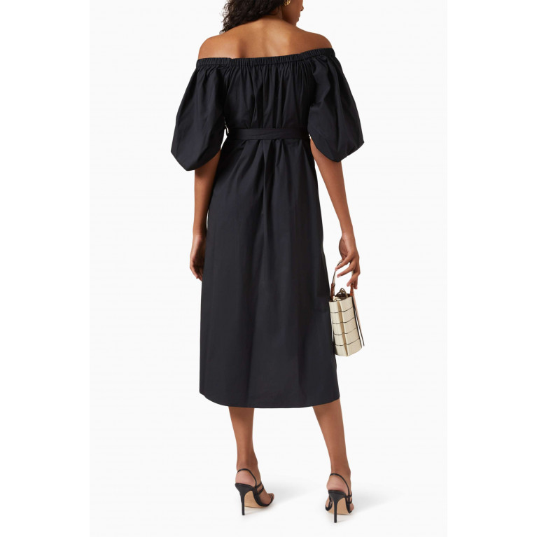 Staud - Reese Strapless Midi Dress in Cotton Black