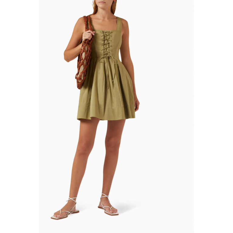 Staud - Sutton Mini Dress in Poplin Brown