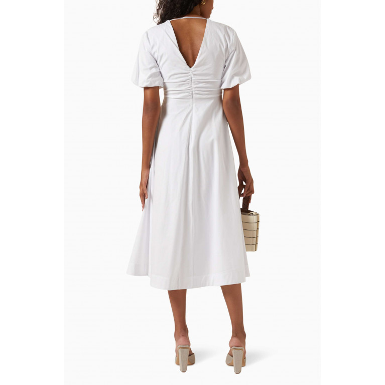 Staud - Finley Midi Dress in Cotton Poplin White