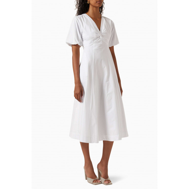 Staud - Finley Midi Dress in Cotton Poplin White