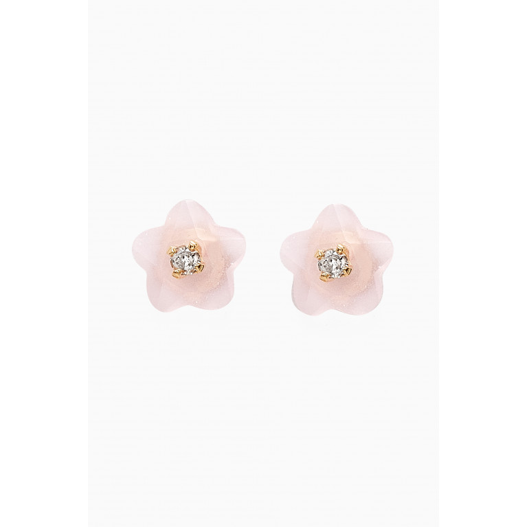 Baby Fitaihi - Flower Diamond Earrings in 18kt Yellow Gold