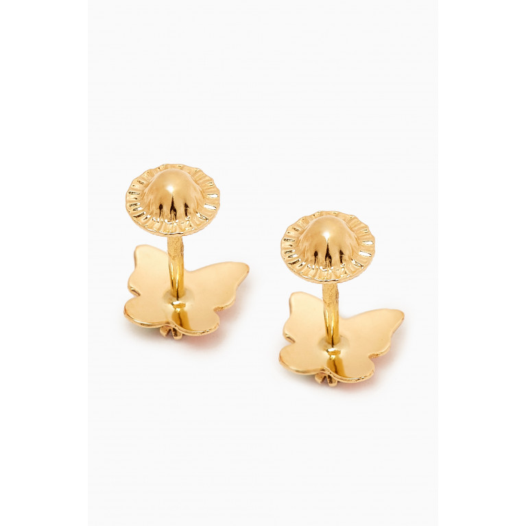 Baby Fitaihi - Butterfly Diamond & Enamel Earrings in 18kt Yellow Gold