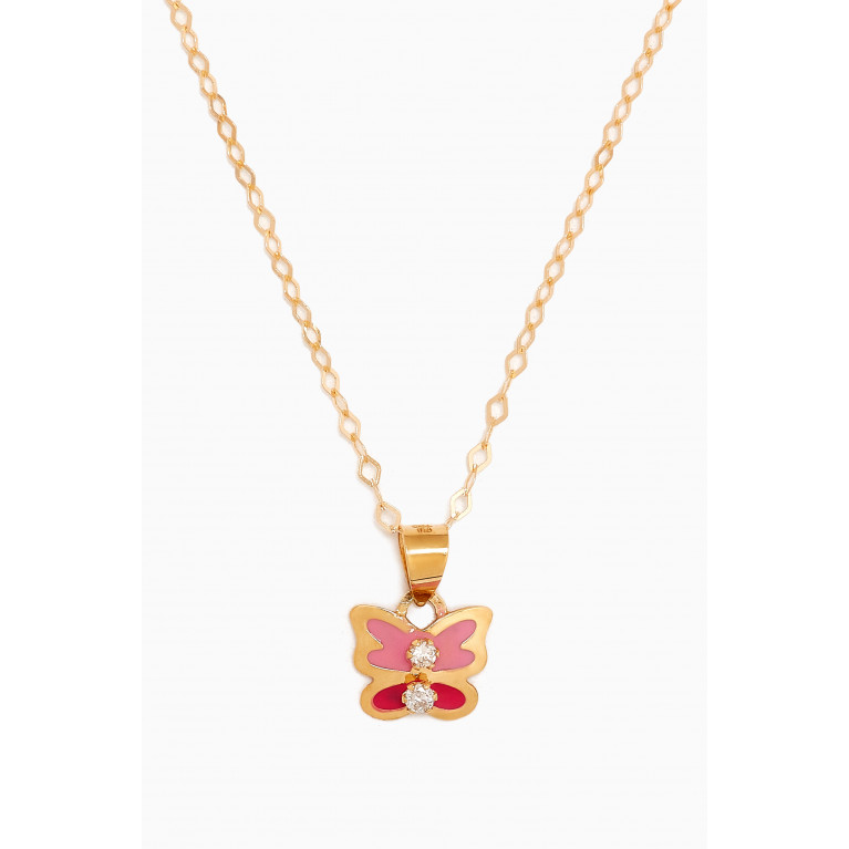 Baby Fitaihi - Butterfly Diamond Necklace in 18kt Yellow Gold