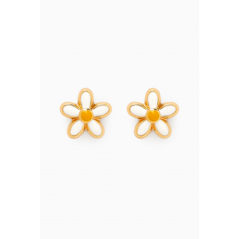Baby Fitaihi - Flower Enamel Stud Earrings in 18kt Yellow Gold