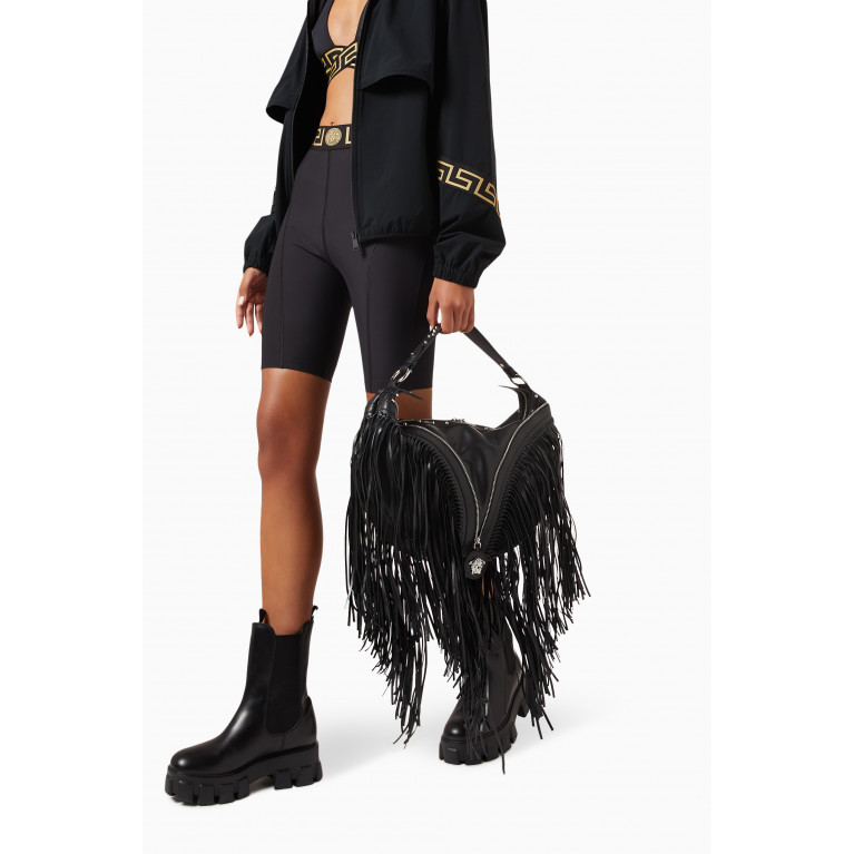 Versace - Medium Fringed Repeat Hobo Bag in Leather