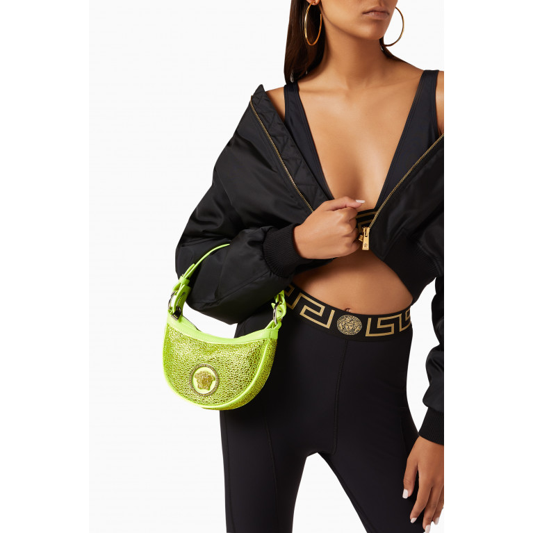 Versace - Mini Repeat Hobo Bag in Crystal-embellished Satin