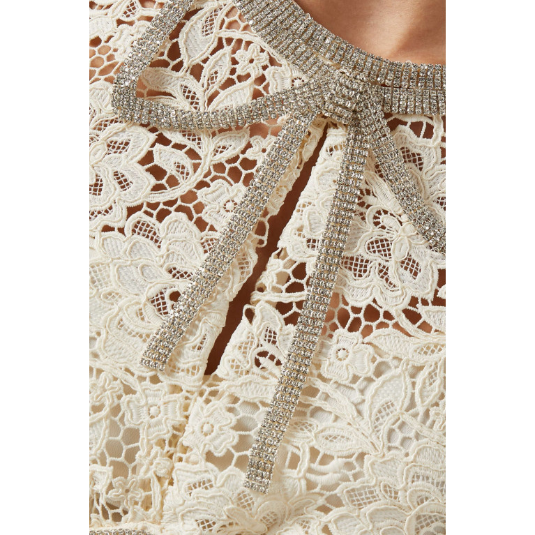 Self-Portrait - Cord Lace Bow Midi Dress