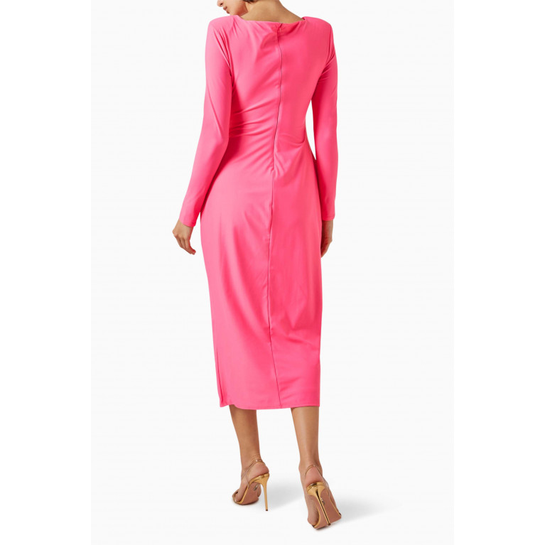 Self-Portrait - Cut-out Ruched Midi Dress in Jersey
