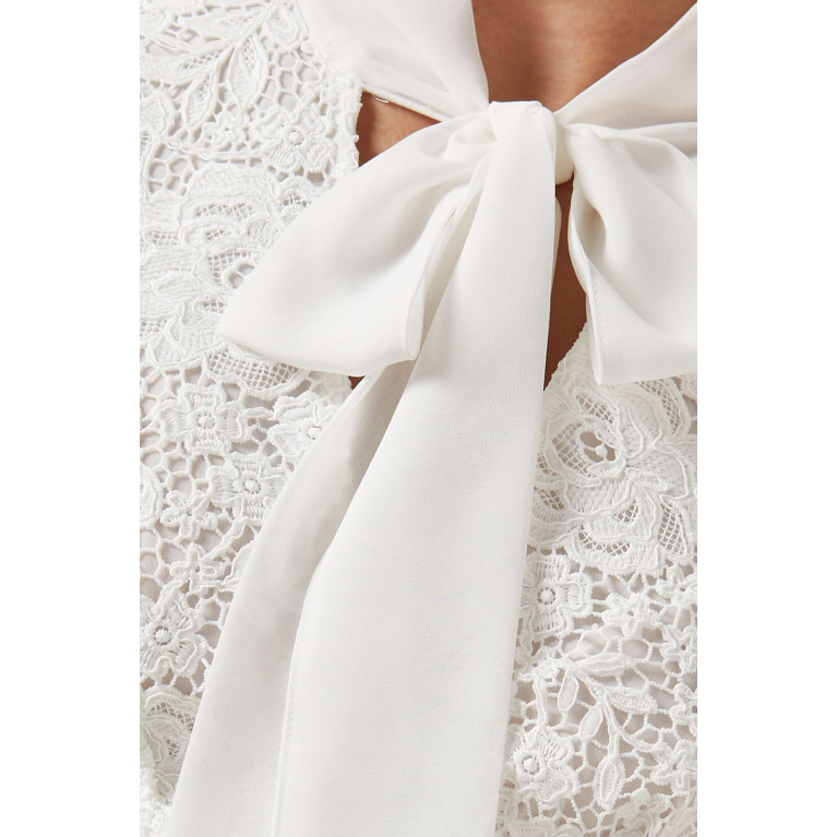 Self-Portrait - Cord Lace Crossover Midi Dress White