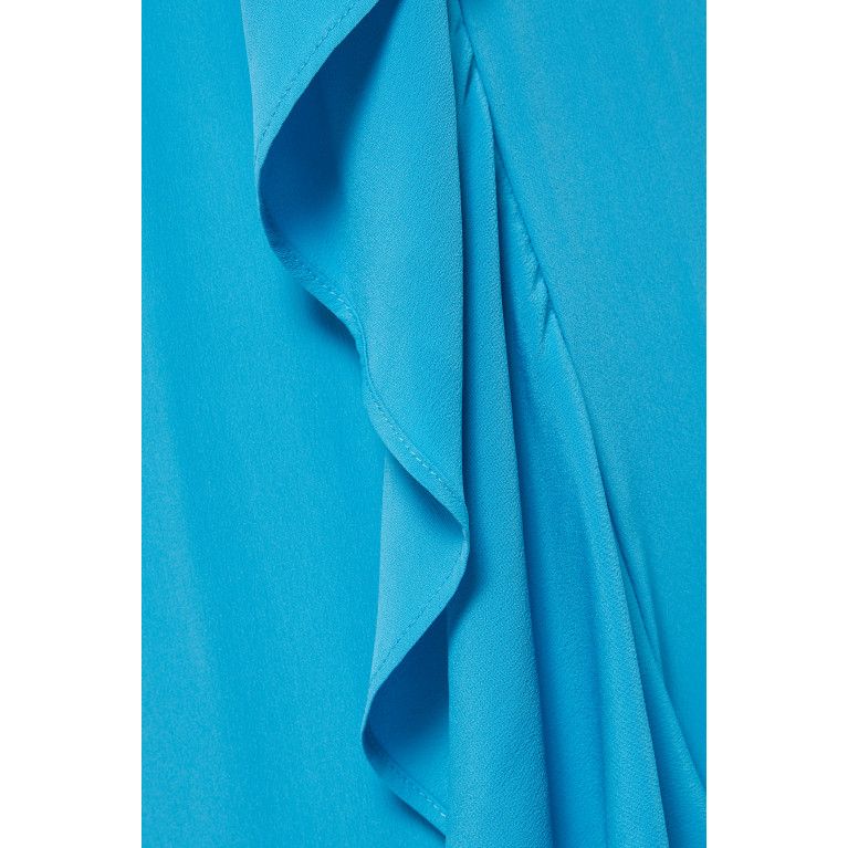 Marella - Circolo Ruffled Pants in Silk-blend Crepe Blue