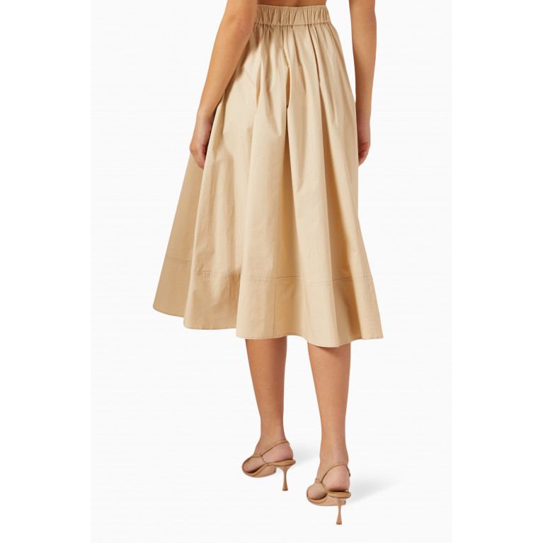 Marella - Anemone Flared Midi Skirt in Stretch Cotton-poplin Neutral