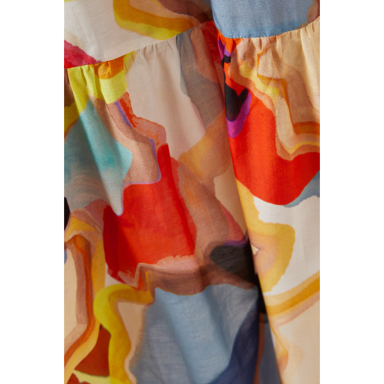Marella - Berger Abstract-print Midi Dress in Cotton-silk Blend
