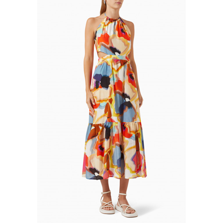 Marella - Berger Abstract-print Midi Dress in Cotton-silk Blend