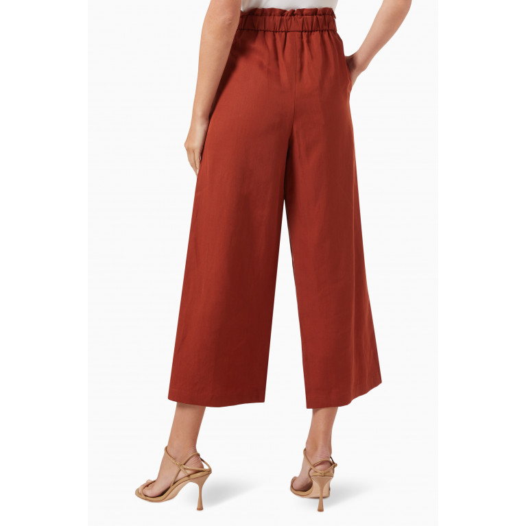 Marella - Pinicio Cropped Wide-leg Pants in Linen-blend Brown