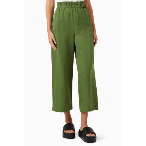Marella - Pinicio Cropped Wide-leg Pants in Linen-blend Green