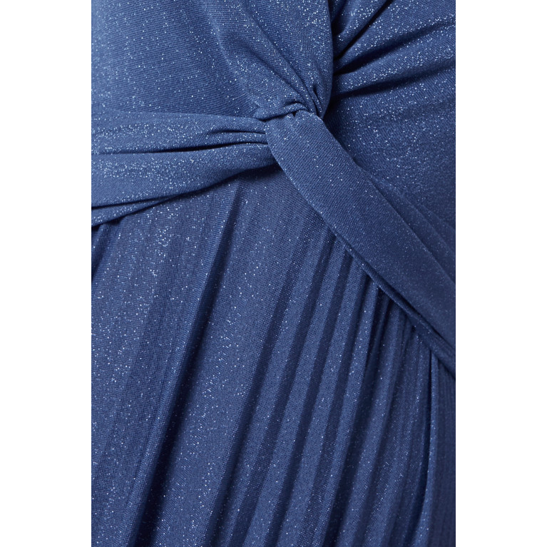 Marella - Venere Pleated Maxi Dress in Lurex-jersey Blue