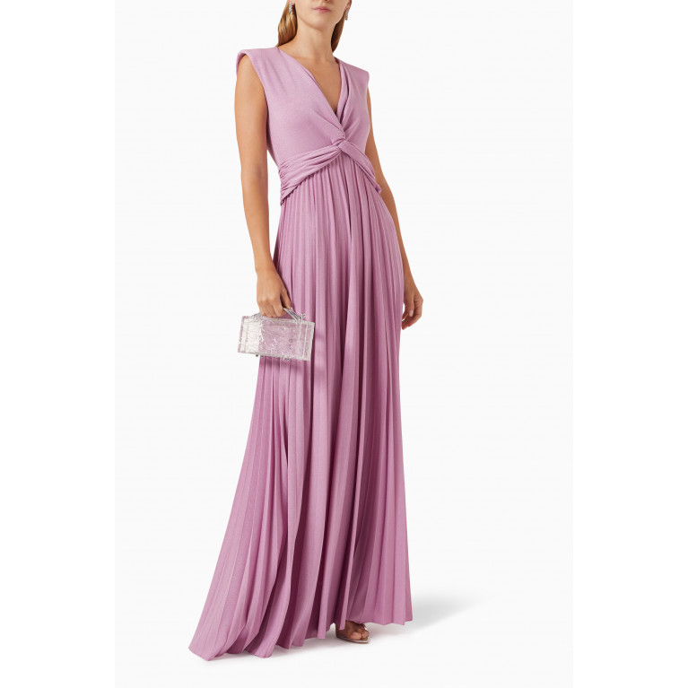 Marella - Venere Pleated Maxi Dress in Lurex-jersey Pink