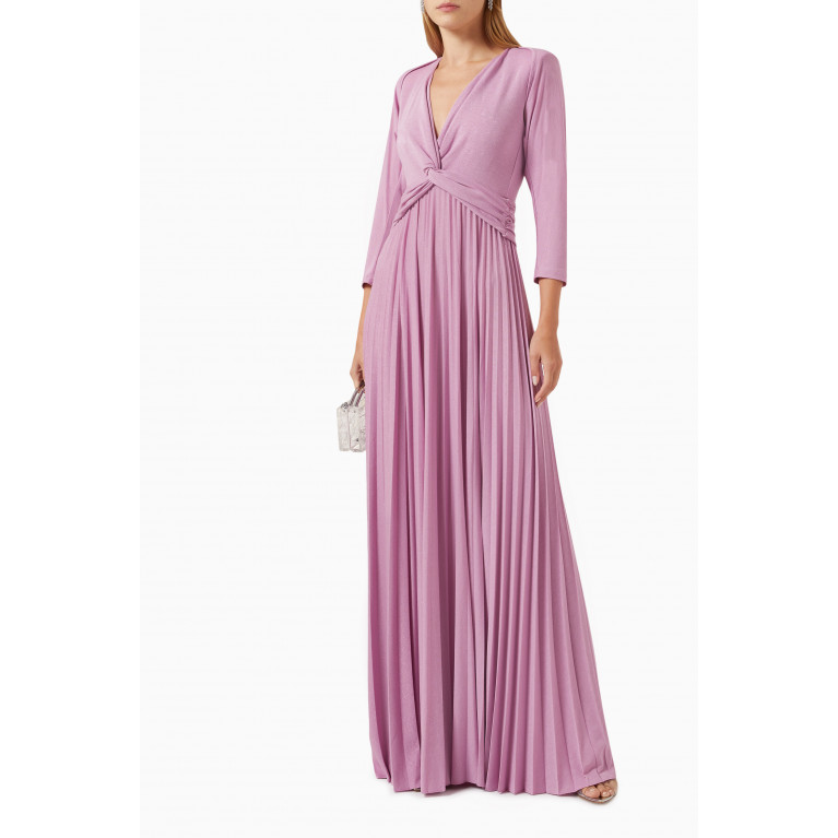 Marella - Venere Pleated Maxi Dress in Lurex-jersey Pink