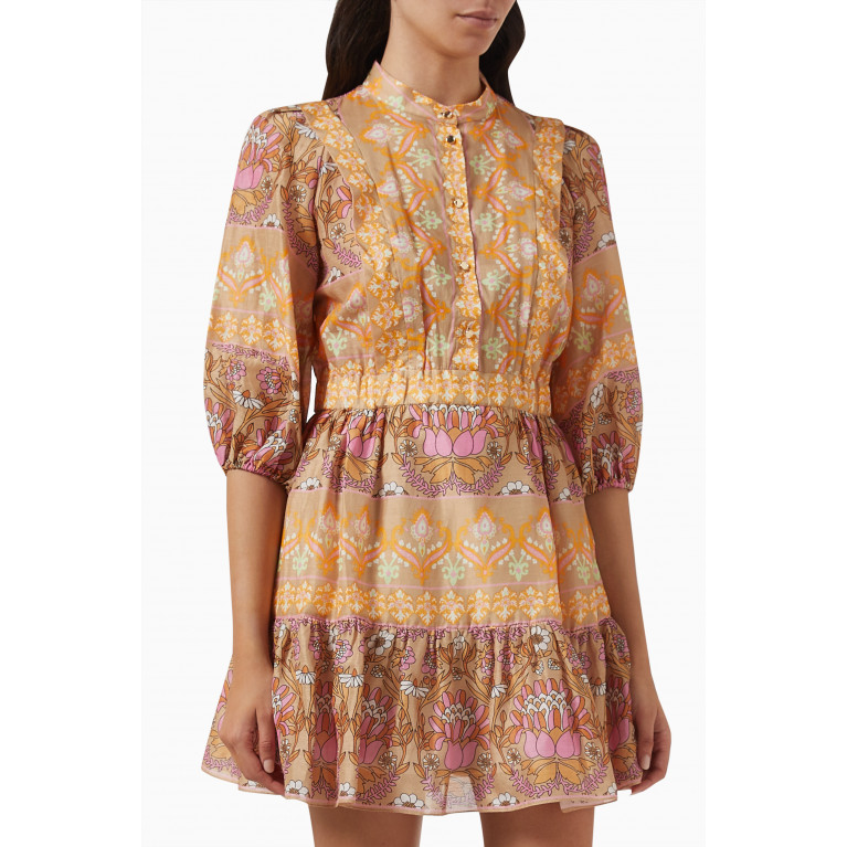 Sandro - Cabourg Pattern Mini Dress in Linen-blend